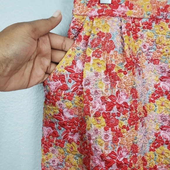 LULUS Ellarina Floral Column Skirt Pink Metallic Midi Sz XS Ethereal Twee - Picture 5 of 9